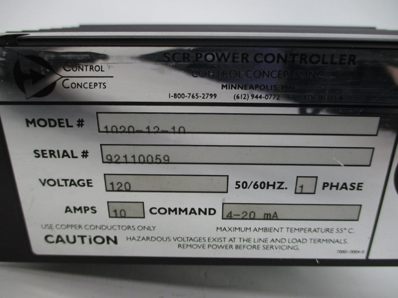CONTROL CONCEPTS 1020-12-10 120V 10A NSNP