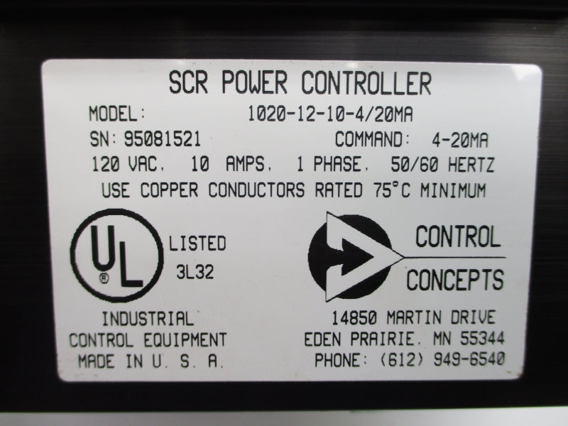 CONTROL CONCEPTS 1020-12-10-4/20MA 120VAC 10A UNMP
