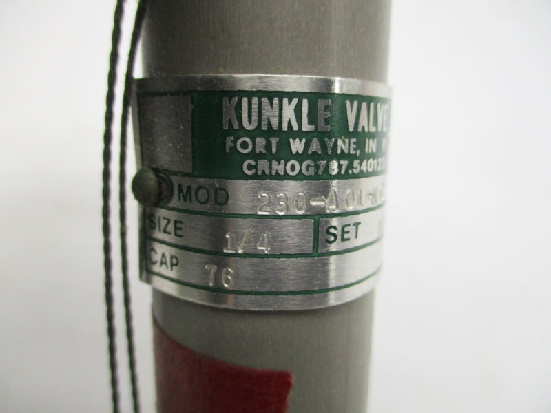KUNKLE VALVE 230-A01-NC 1725PSI 1/4" NSMP