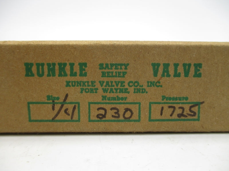 KUNKLE VALVE 230-A01-NC 1725PSI 1/4" NSMP