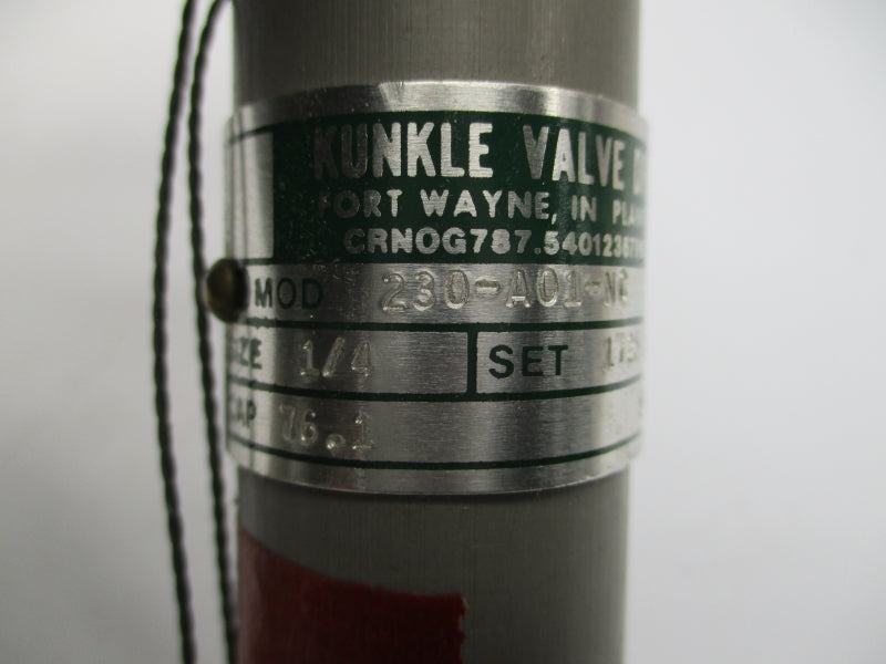 KUNKLE VALVE 230-A01-NC 1725PSI 1/4" NSNP