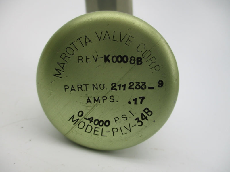 MAROTTA VALVE 211233-9 PLV-34B .17A 0-4000PSI NSNP