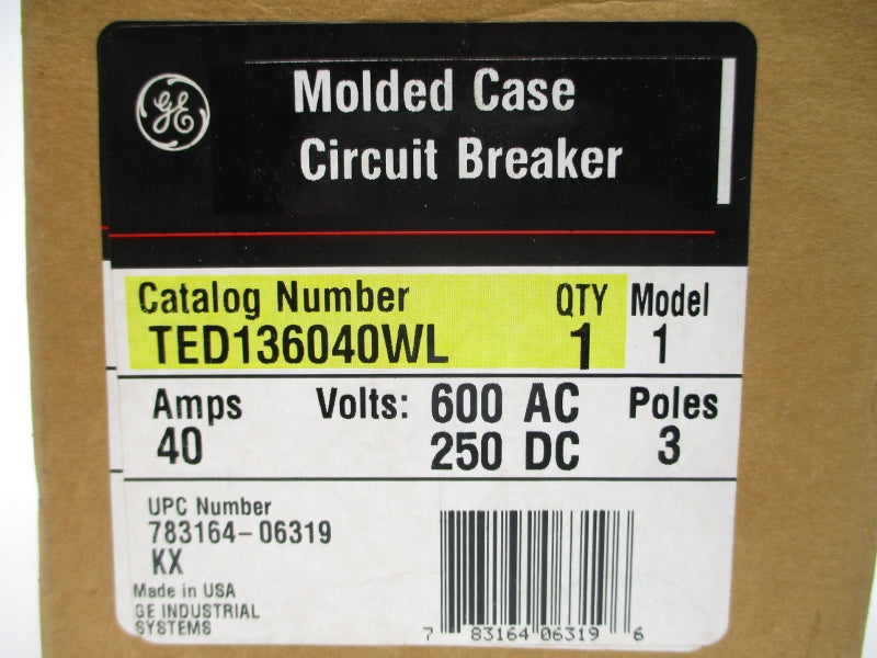 GENERAL ELECTRIC TED136040WL 600VAC 40A (GREEN) NSMP