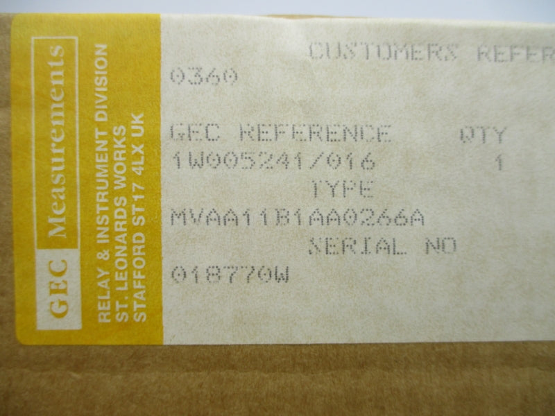 GEC MVAA11B1AA0266A 30/34V NSMP