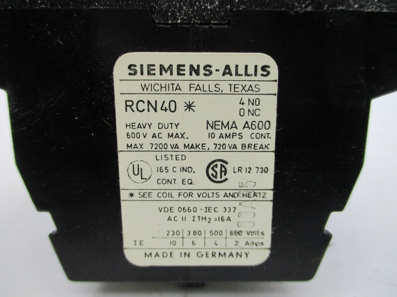 SIEMENS RCN401 110/120V 10A NSMP