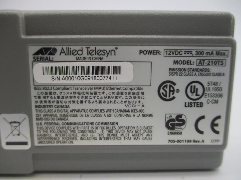 ALLIED TELESYN 990-01010-05 AT-210TS-05D 12VDC NSMP