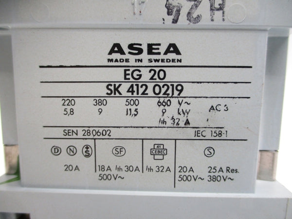 ASEA EG20 SK4120219 190/220V 32A NSNP