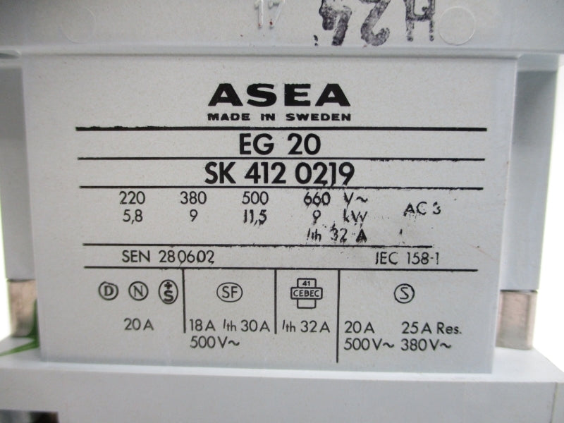 ASEA EG20 SK4120219 190/220V 32A NSNP