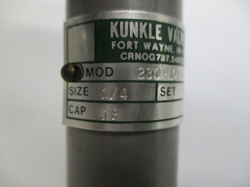 KUNKLE VALVE 230-A01-NC 400PSI 1/4" NSNP