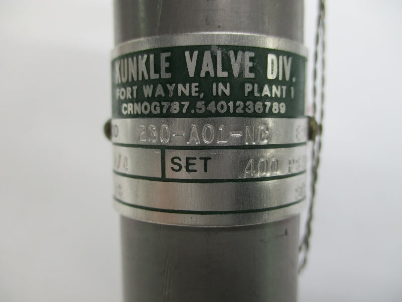 KUNKLE VALVE 230-A01-NC 400PSI 1/4" NSNP