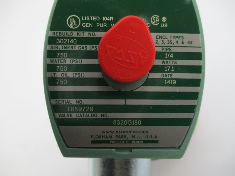 ASCO 8320G180 220/240V 750PSI 1/4" NSMP