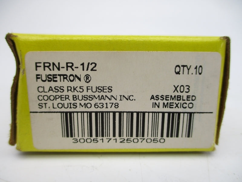 BUSSMANN FRN-R-1/2 250VAC 1/2A (GREEN) (PKG OF 10) NSMP