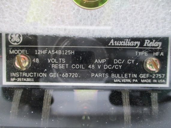 GENERAL ELECTRIC 12HFA54B125H 48VDC NSMP