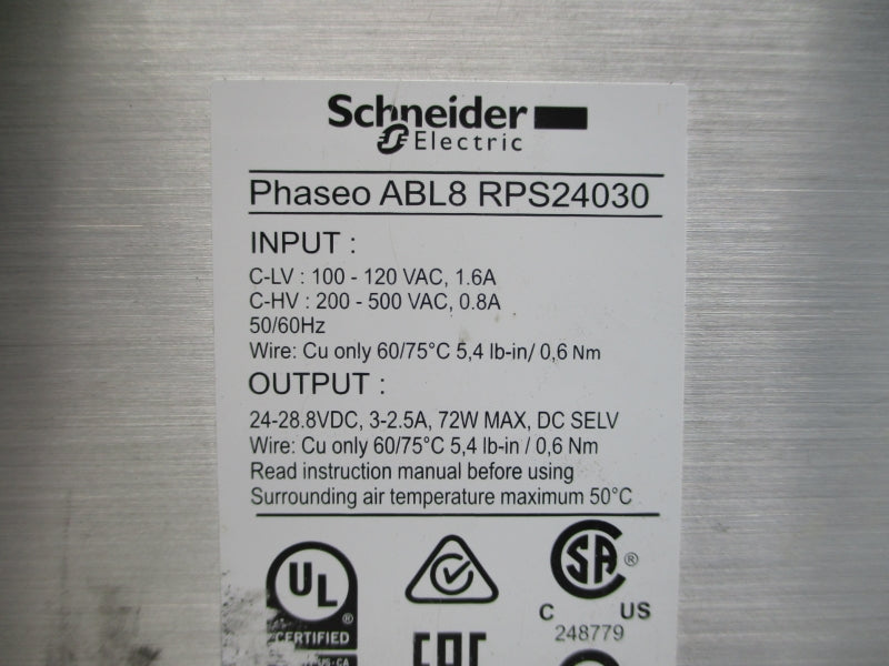 SCHNEIDER ELECTRIC ABL8RPS24030 200-500VAC 0.8A NSNP