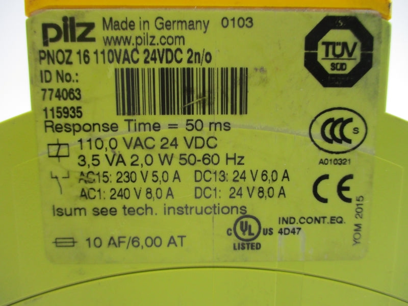 PILZ PNOZ16110VAC24VDC2N/O 774063 110VAC 8.0A NSNP