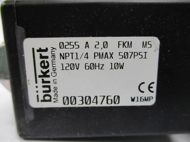BURKERT 00304760 0255 A 2.0 FKM MS 120V 507PSI NSMP