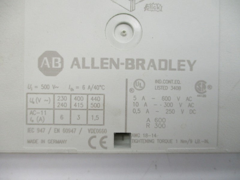 ALLEN BRADLEY 190-A11C SER. B 600VAC 5A NSNP