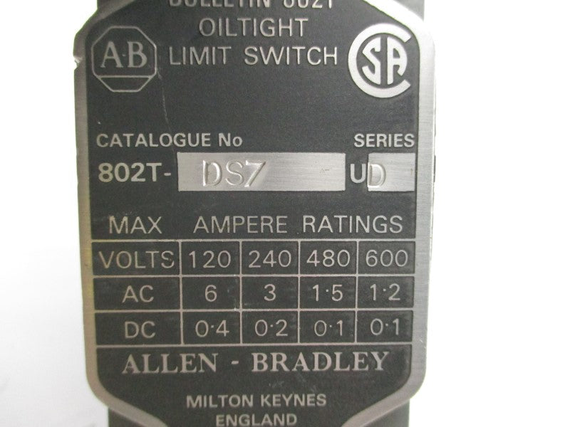 ALLEN BRADLEY 802T-DS7 SER. D 600VAC 6A UNMP