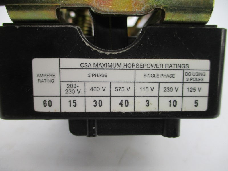 ALLEN BRADLEY 1494R-N60 SER. A (AS PICTURED1) NSNP