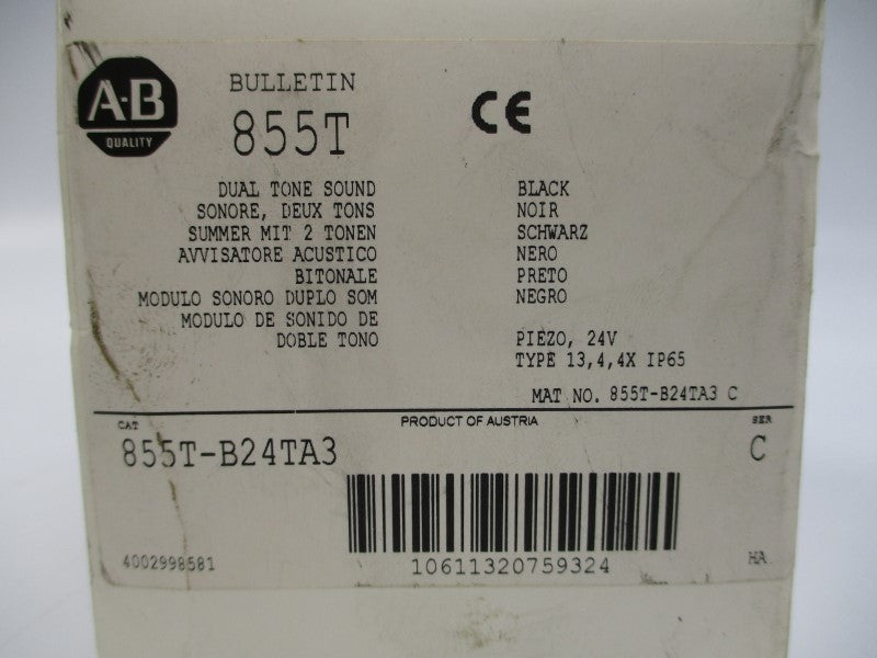 ALLEN BRADLEY 855T-B24TA3 SER. C 24VAC/DC (WH) NSMP