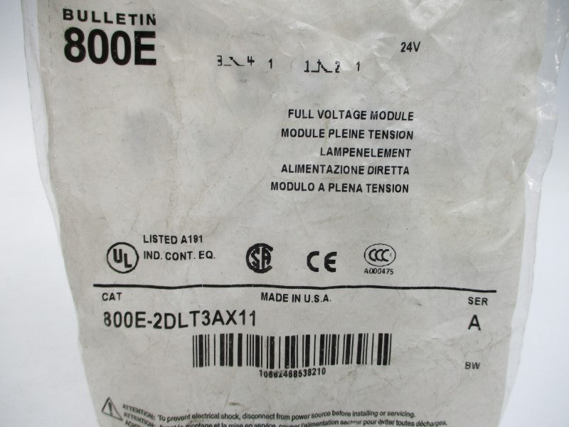 ALLEN BRADLEY 800E-2DLT3AX11 SER. A 24V NSMP
