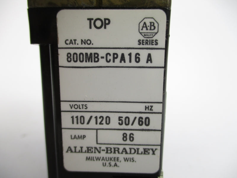 ALLEN BRADLEY 800MB-CPA16 SER. A 110/120V NSNP