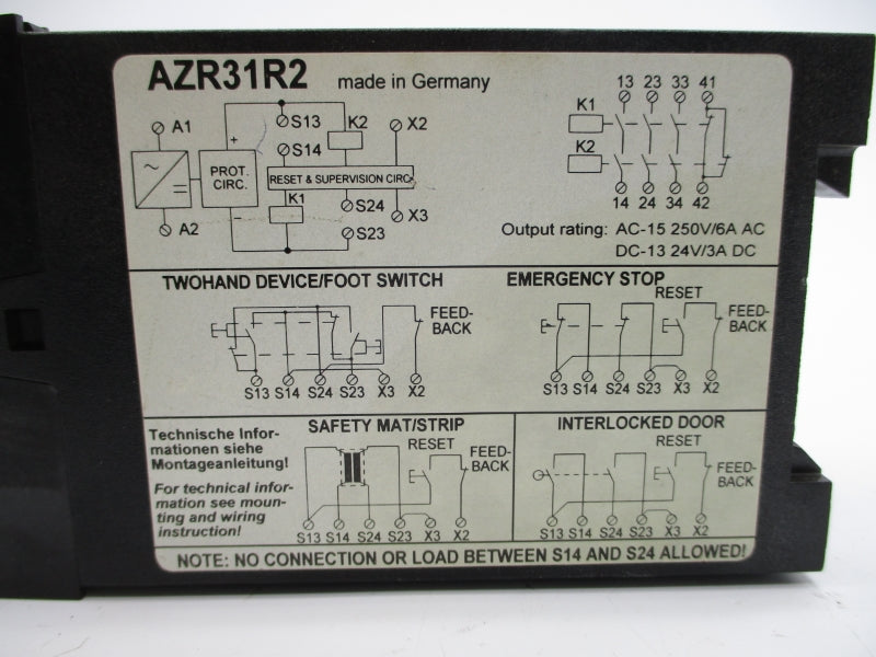 SCHMERSAL AZR31R2 24VDC 6A NSNP