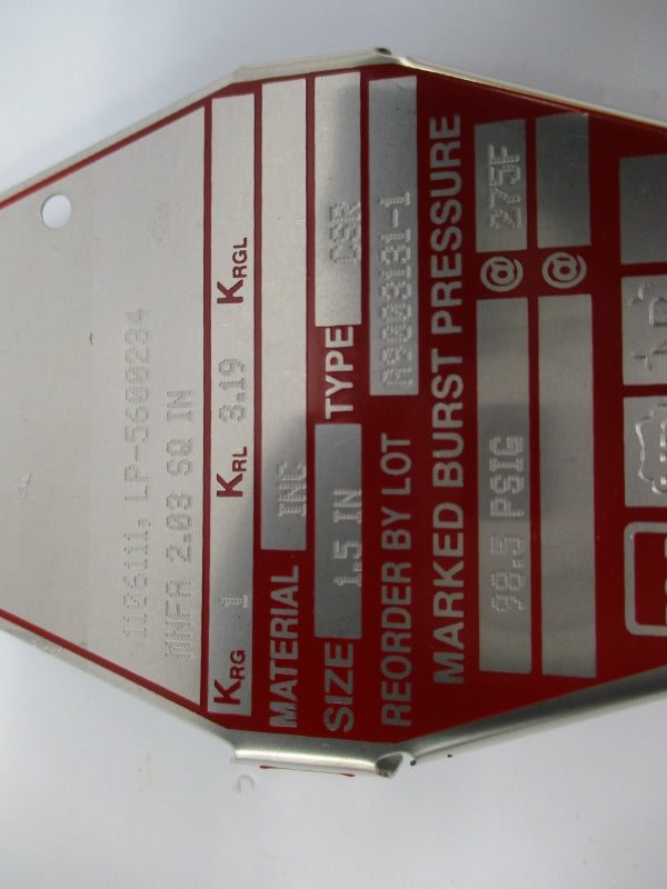 BS&B SAFETY SYSTEMS A9003131-1 98.5PSI 275'F 1.5" NSMP