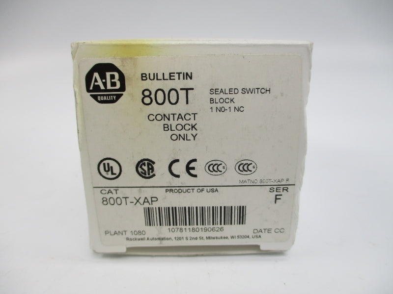 ALLEN BRADLEY 800T-XAP SER. F 600VAC (WH) NSMP
