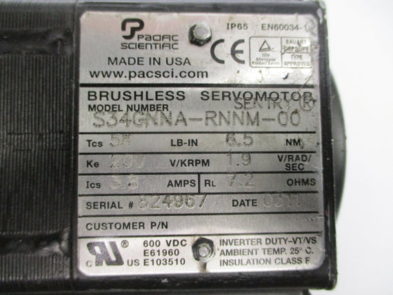 GAM GEAR 600176 JPG-W-090-010H-CN34-101J W/ S34GNNA-RNNM-00 200V 3.8A UNMP