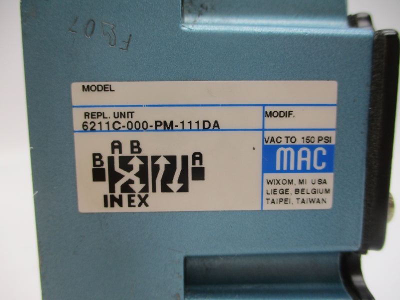 MAC 6211C-000-PM-111DA 110/120V 150PSI (AS PICTURED) UNMP