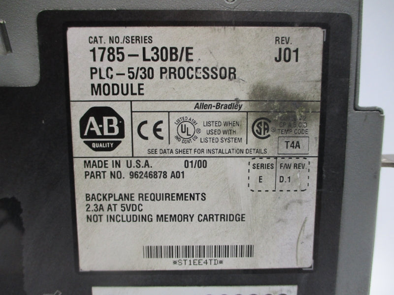ALLEN BRADLEY 1785-L30B SER. E F/W D.1 5VDC 2.3A UNMP