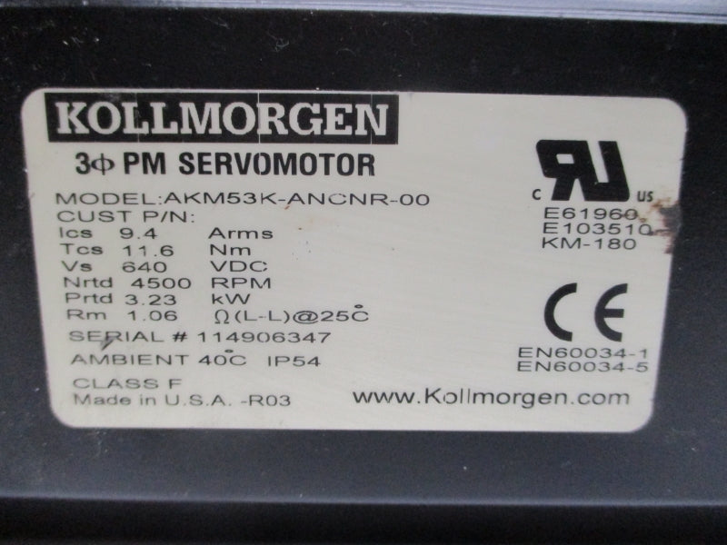 KOLLMORGEN AKM53K-ANCNR-00 640VDC 9.4A UNMP