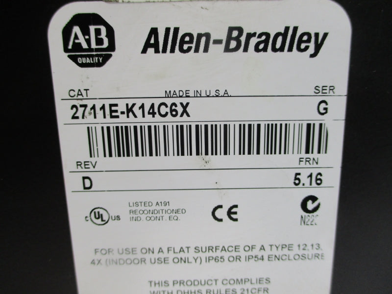 ALLEN BRADLEY 2711E-K14C6X SER. G F/W 5.16 115/230VAC UNMP