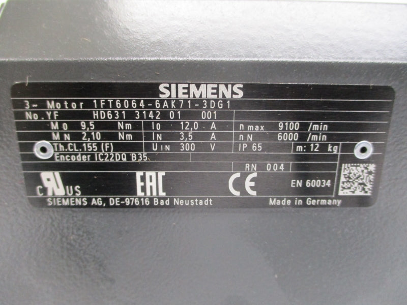 SIEMENS 1FT6064-6AK71-3DG1 300V 12.0A NSNP