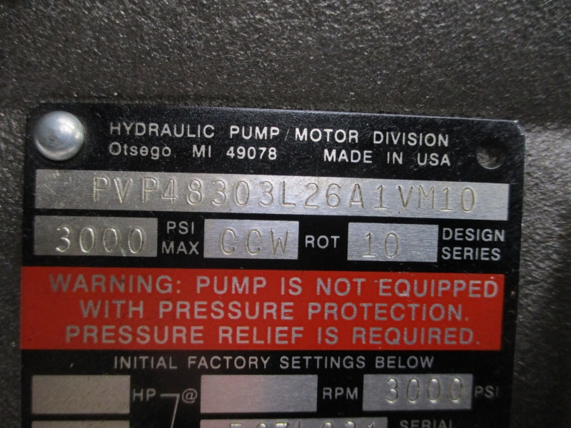 PARKER PVP48303L26A1VM10 3000PSI NSNP