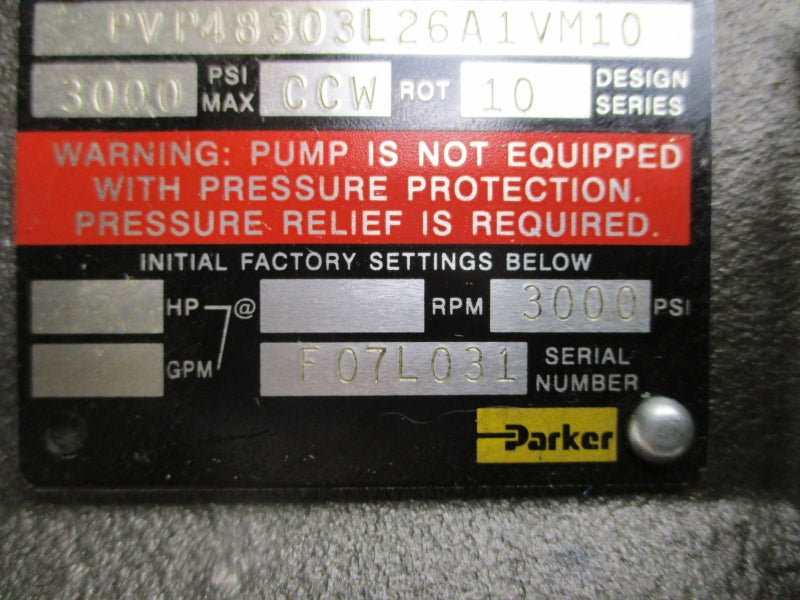 PARKER PVP48303L26A1VM10 3000PSI NSNP