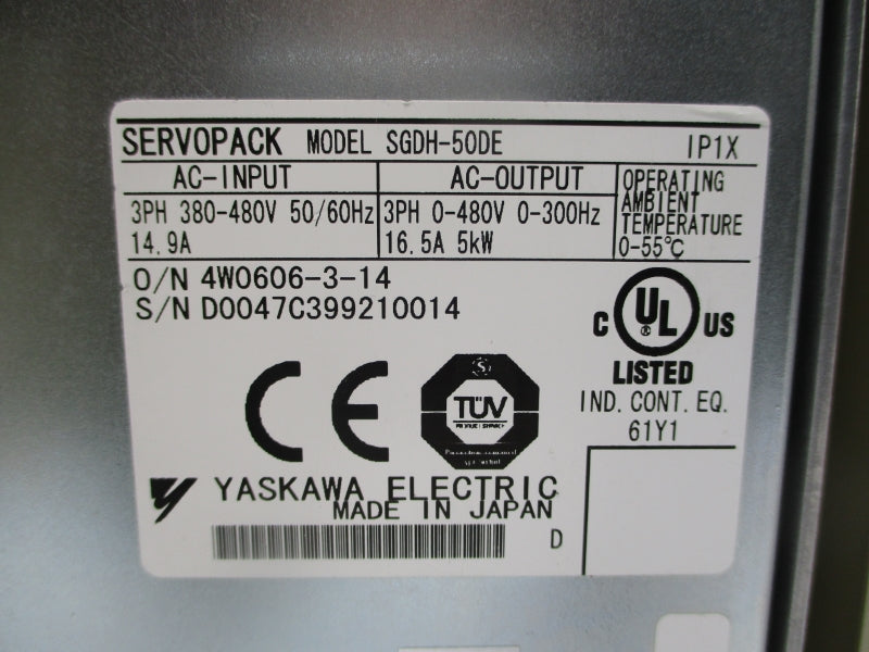 YASKAWA ELECTRIC SGDH-50DE 380-480VAC 14.9A UNMP