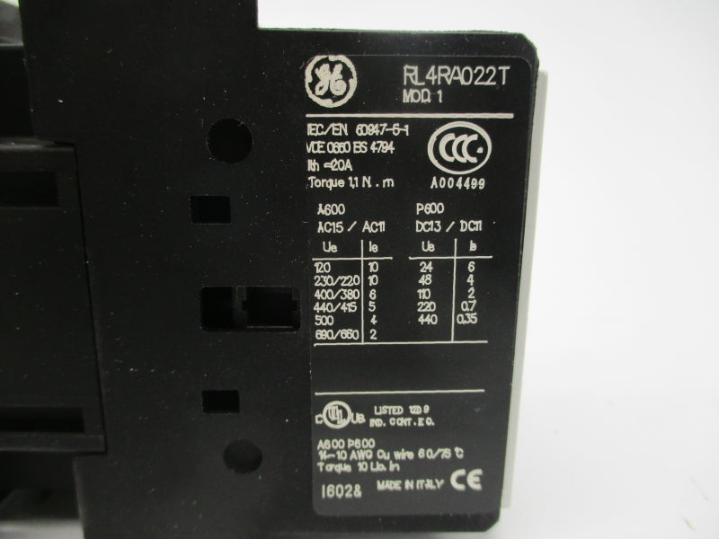 GENERAL ELECTRIC RL4RA022T1 24V 20A NSMP