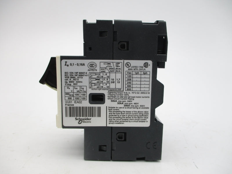 TELEMECANIQUE GV2ME01 600VAC 0.10-0.16A NSMP