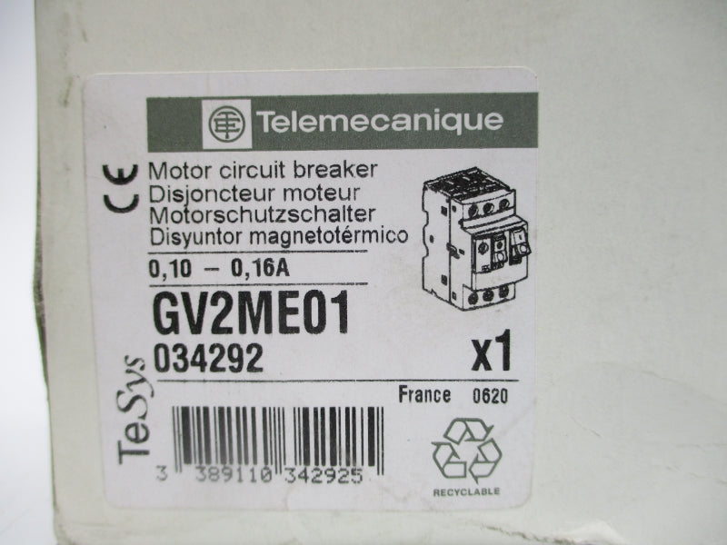 TELEMECANIQUE GV2ME01 600VAC 0.10-0.16A NSMP