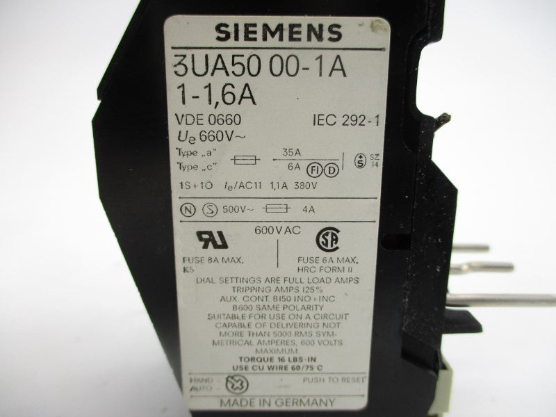 SIEMENS 3UA5000-1A 600VAC 1-1.6A NSMP