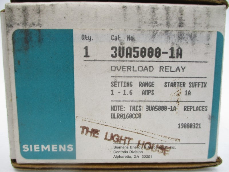 SIEMENS 3UA5000-1A 600VAC 1-1.6A NSMP