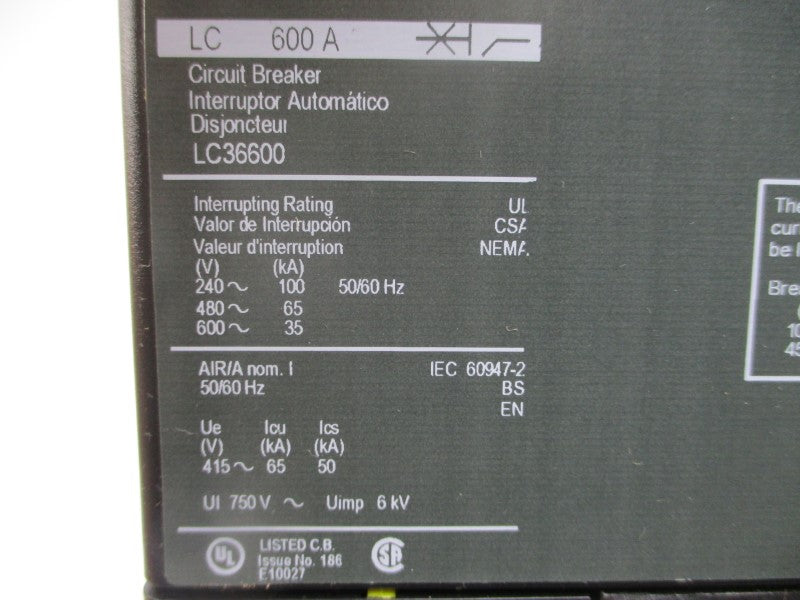 SQUARE D LC36600 600V 600A NSMP