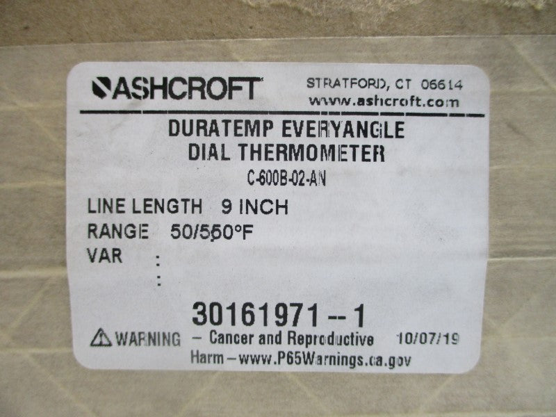 ASHCROFT C-600B02AN 50/550'F 9" NSFS