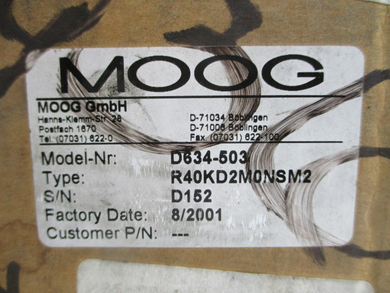 MOOG D634-503 R40KD2M0NSM2 24VDC (BLACK) NSMP