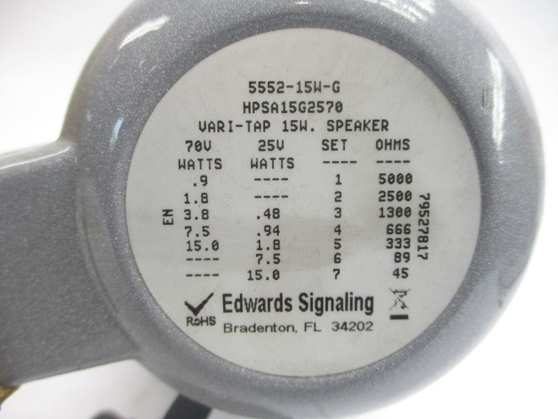 EDWARDS SIGNALING 5552-15W-G 25/70V (GRAY) NSMP