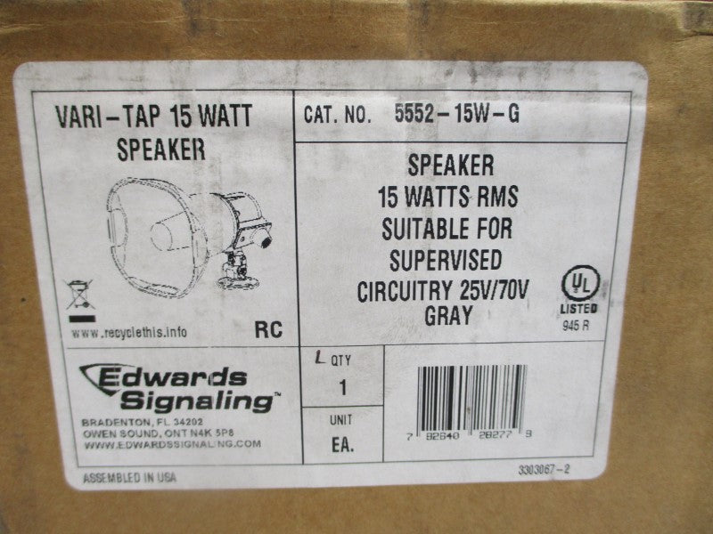 EDWARDS SIGNALING 5552-15W-G 25/70V (GRAY) NSMP