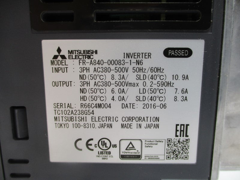 MITSUBISHI ELECTRIC FR-A840-00083-1-N6 380-500V 8.3A NSMP