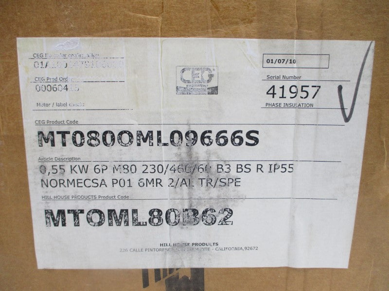 CEG MTOML80B62 MT080OML09666S 230/460V 3/1.5A NSMP